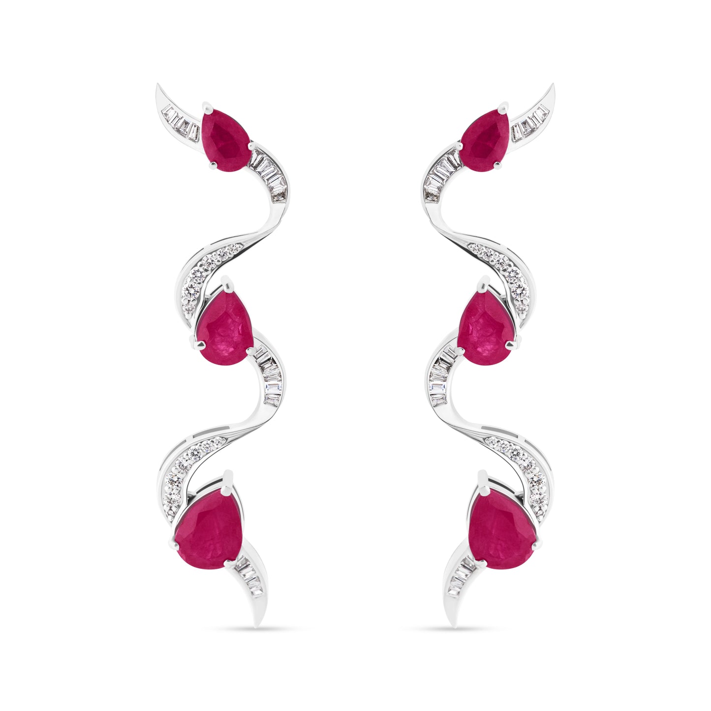 RUBY CECELY WHITE GOLD EARRING