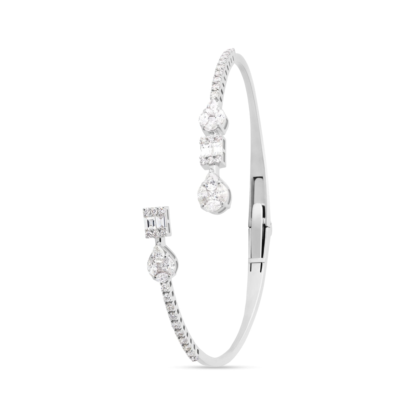 BAGUETTE VERTICE FLEXI WHITE GOLD BANGLE