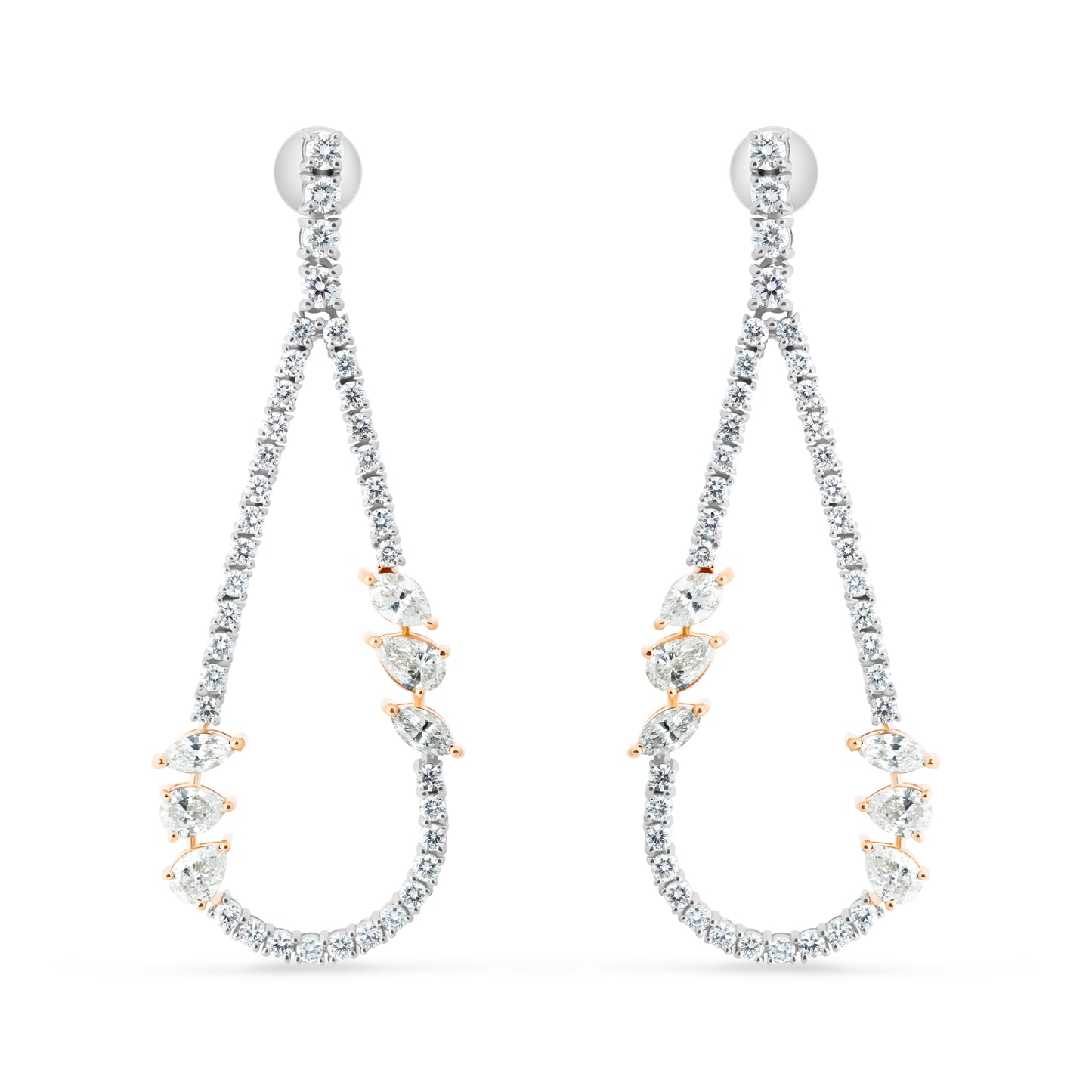 GRACEFUL FANCY WHITE GOLD EARRINGS