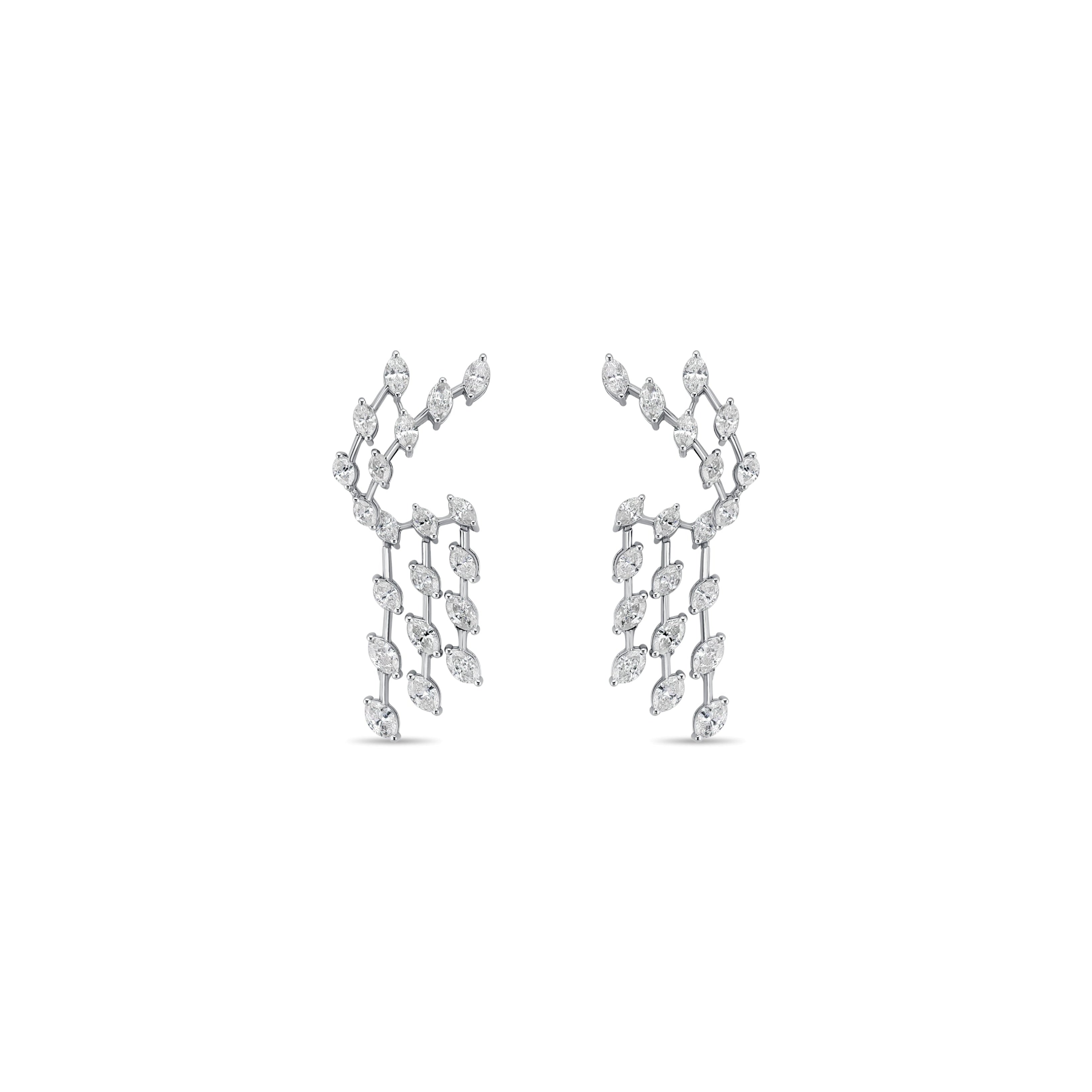 Pair of silver earrings on a white background