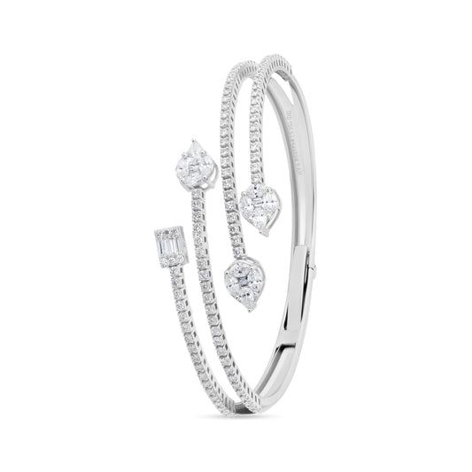 CRYSTAL AURA VERTICE WHITE GOLD BANGLE