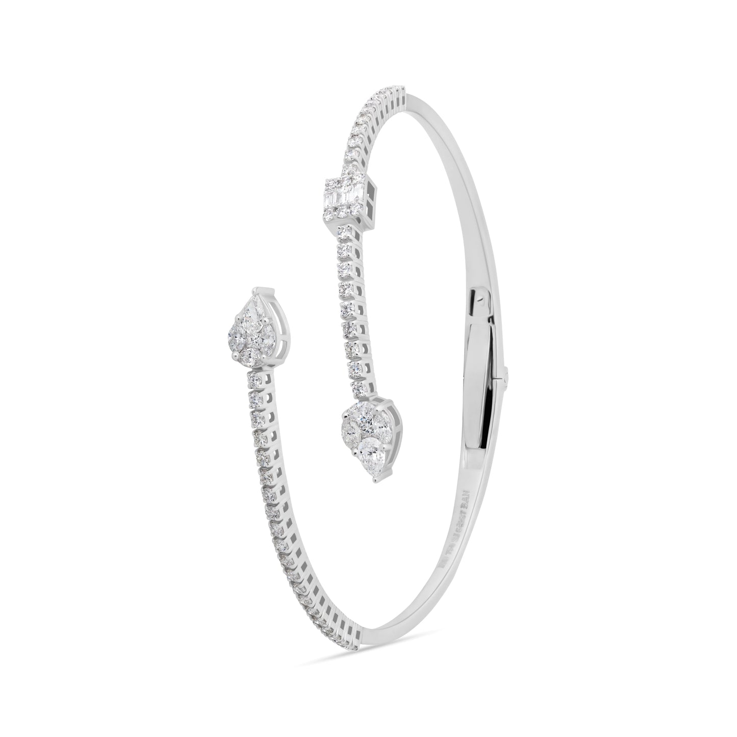 PEAR FANCY VERTICE FLEXI WHITE GOLD BANGLE