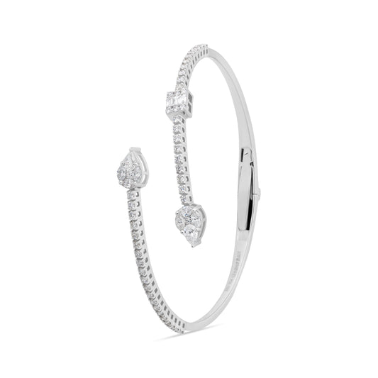 PEAR FANCY VERTICE FLEXI WHITE GOLD BANGLE