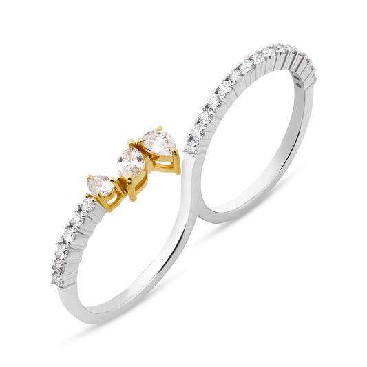 PEAR MARQUISE VERTICE WHITE GOLD RING