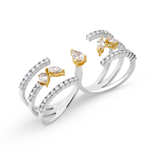 CROWN PEAR VERTICE WHITE GOLD RING