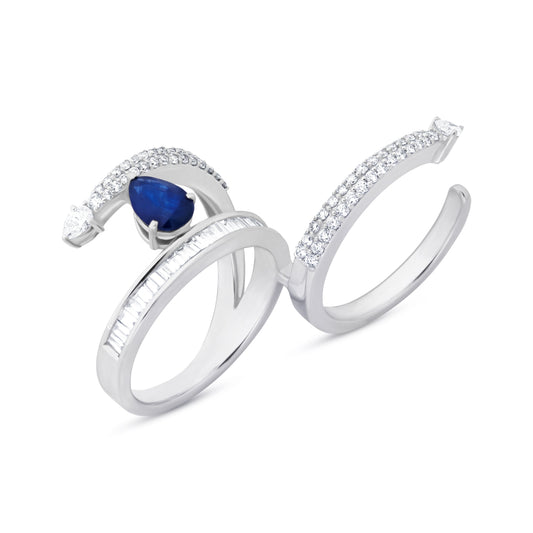 SAPHA BLUE CECELY WHITE GOLD RING