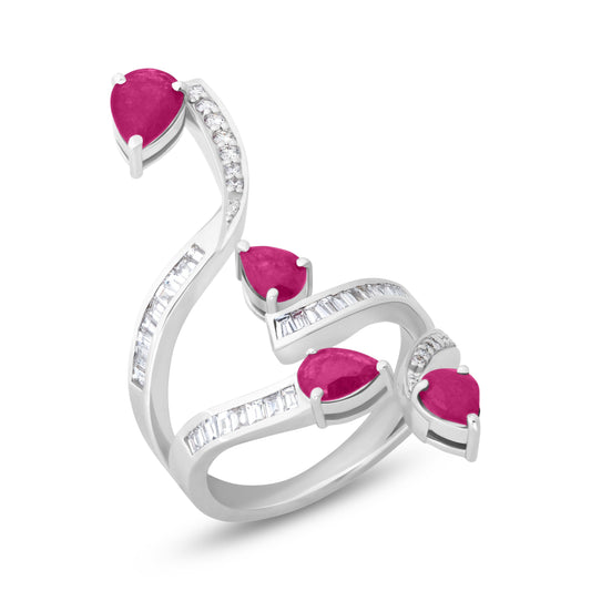 RUBY CECELY WHITE GOLD RING