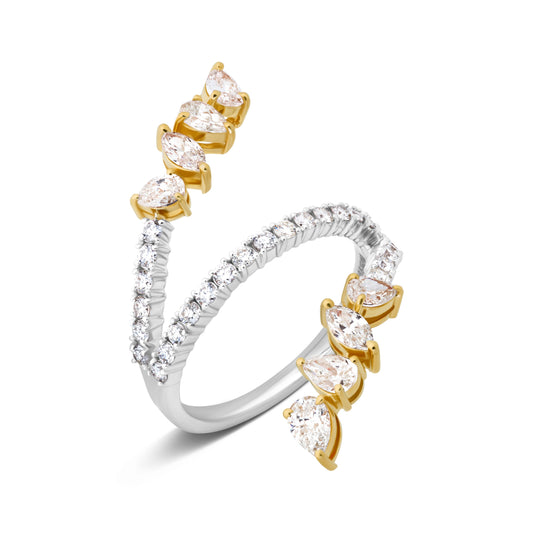 PEAR VERTICE WHITE GOLD RING
