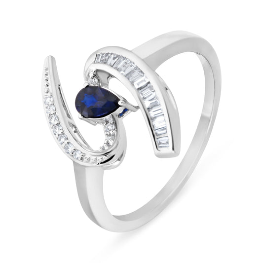 SAPPHIRE SWIRL WHITE GOLD RING
