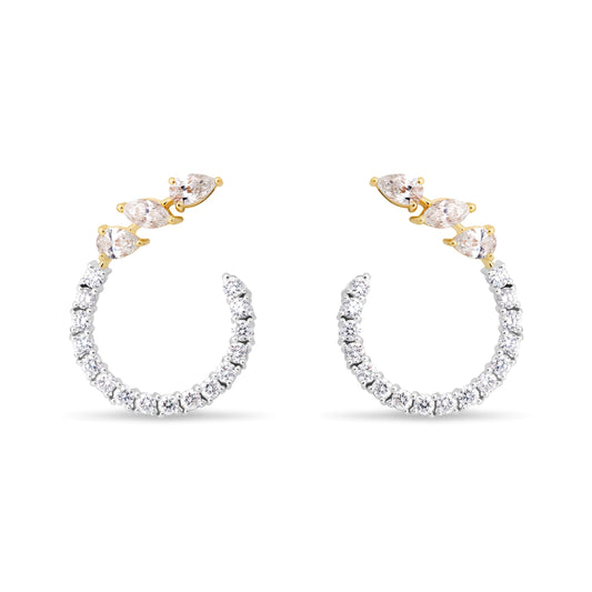 HOOK PEAR WHITE GOLD EARRING