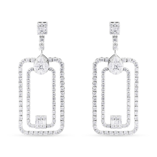 PEAR SQUARE WHITE GOLD EARRING