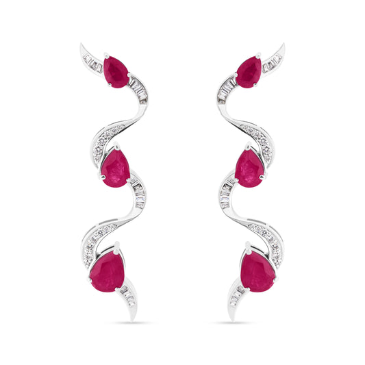 RUBY CECELY WHITE GOLD EARRING