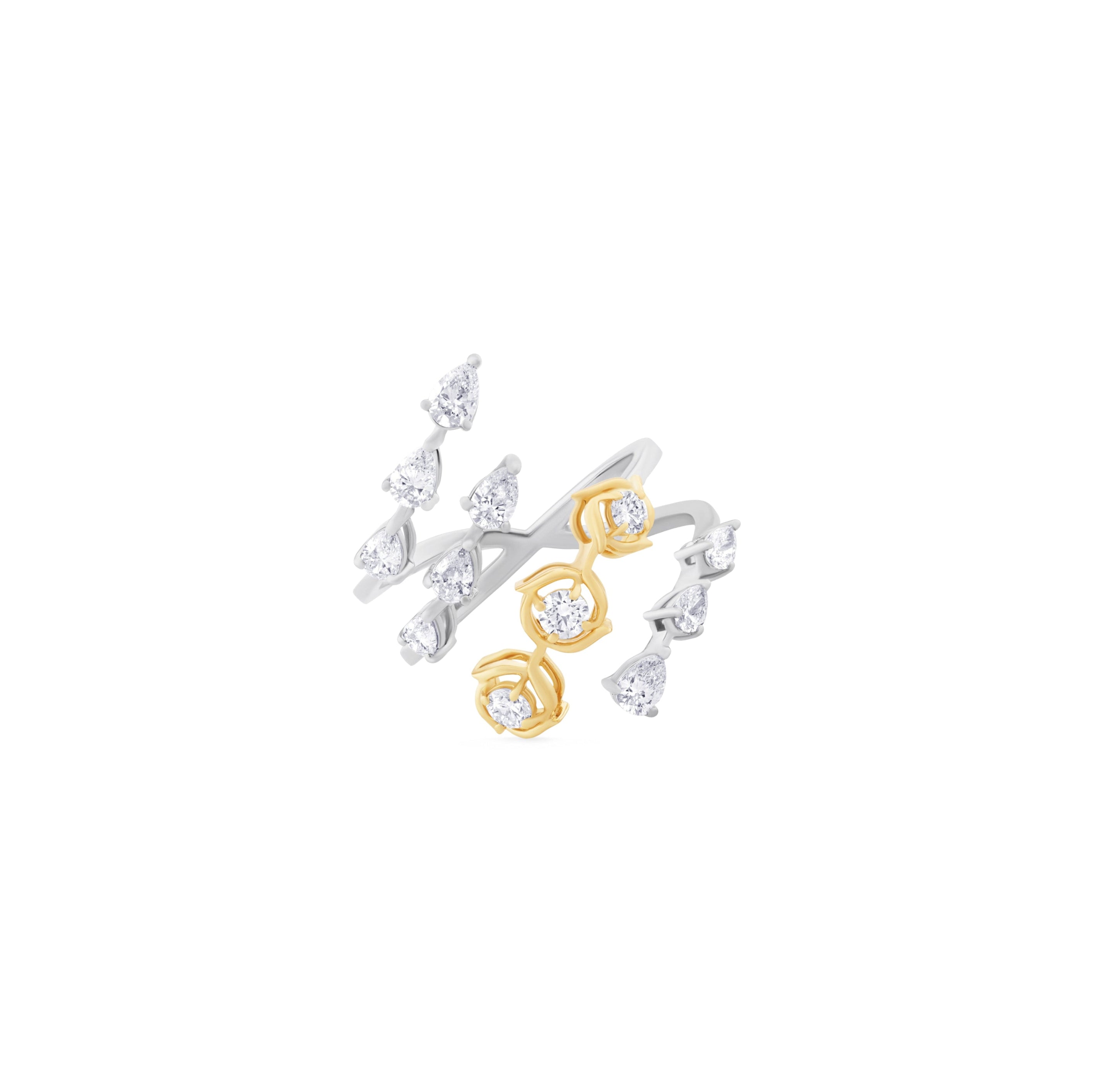 Pair of earrings with gold and silver designs on a white background