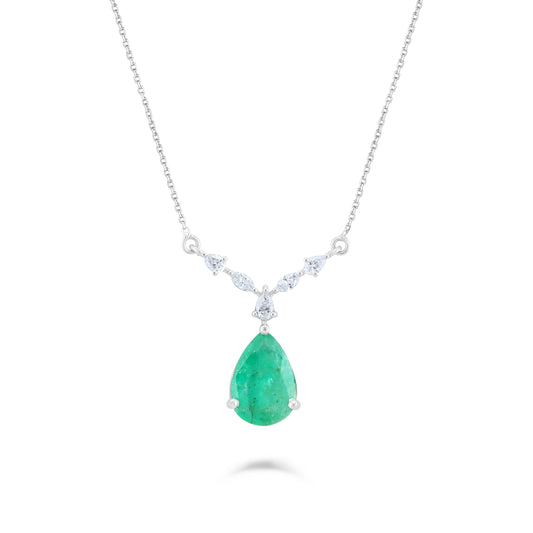 EMERALD WHISPER DELICATE WHITE GOLD NECKLACE