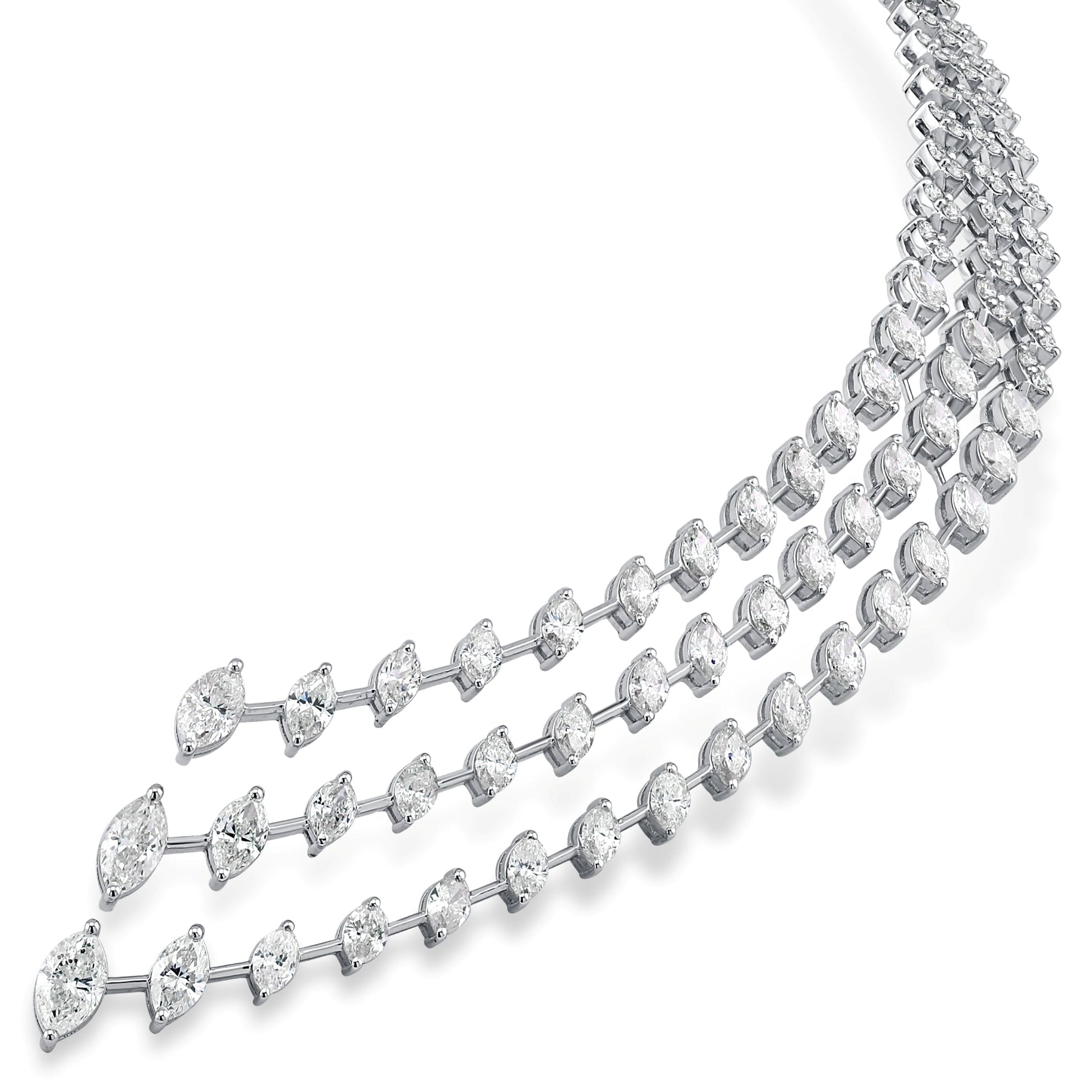 GOLD necklace with clear gemstones on a white background