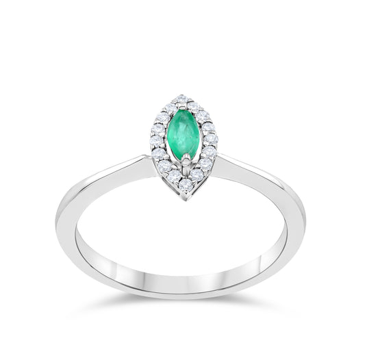 GRACEFUL GREEN EMERALD WHITE GOLD RING