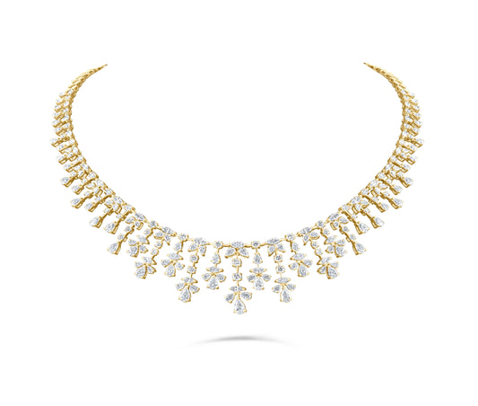 VELOURA FANCY FLOWER GOLD NECKLACE