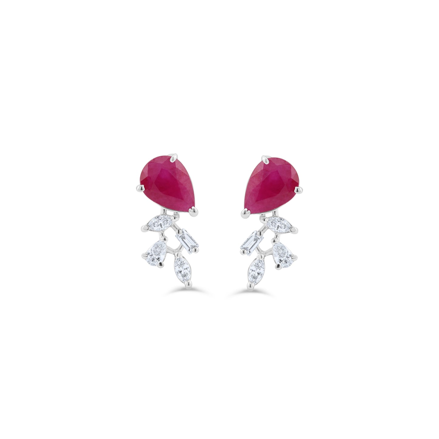 GLEAMING RUBY CHARM ??WHITE GOLD EARRINGS