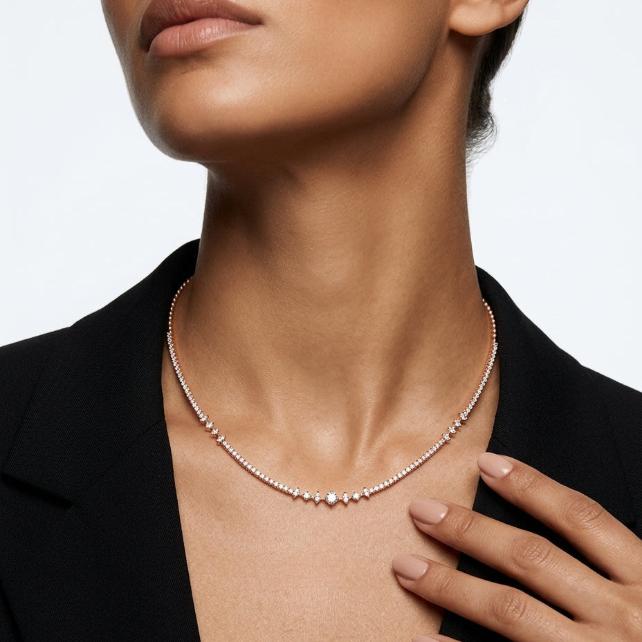 Necklace worn by a person with a neutral background